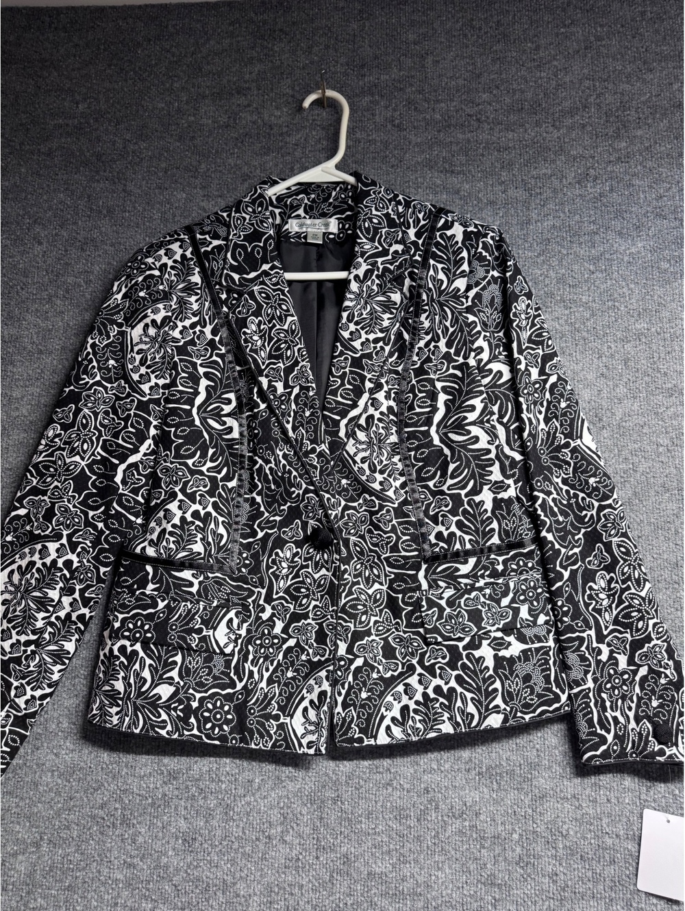 Coldwater Creek Black and White Floral Blazer Jacket
